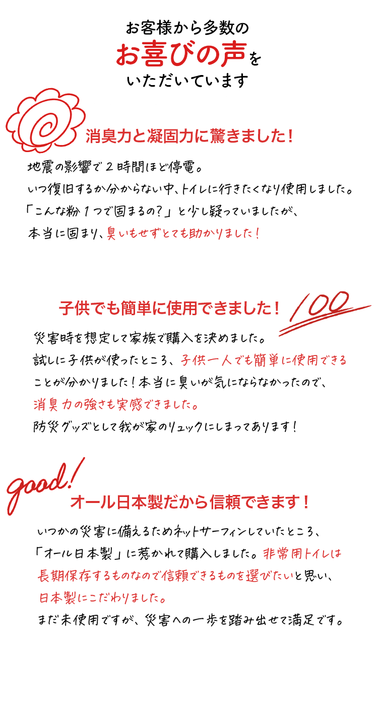 お客様から多数のお喜びの声をいただいています！