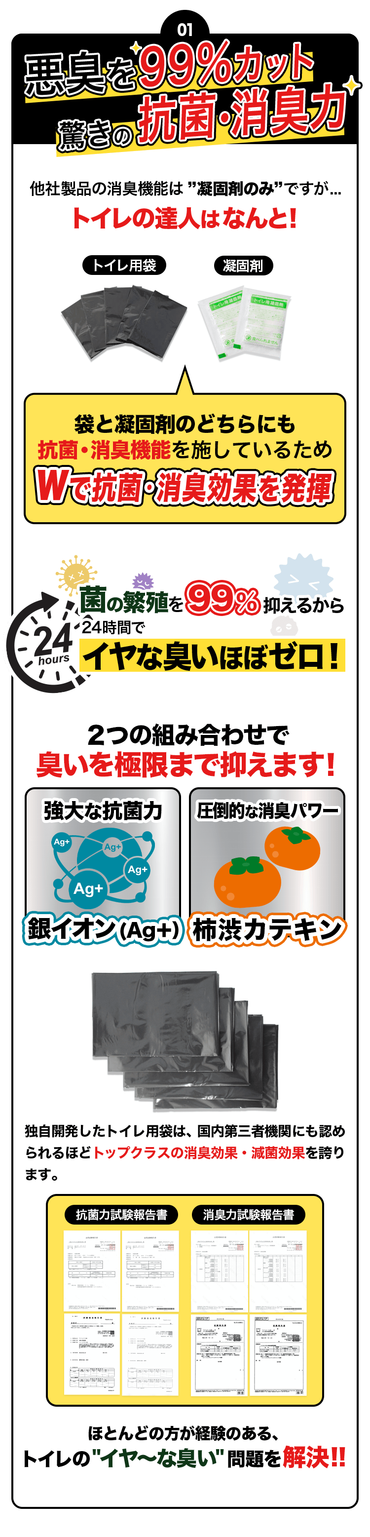 01。悪臭を９９％カット驚きの抗菌・消臭力